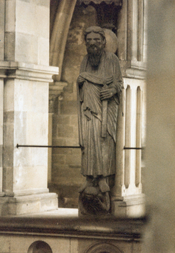 Vorschaubild Dom, Heiligenfigur auf der Nordseite des Chors in Höhe des Bischofsganges: Andreas